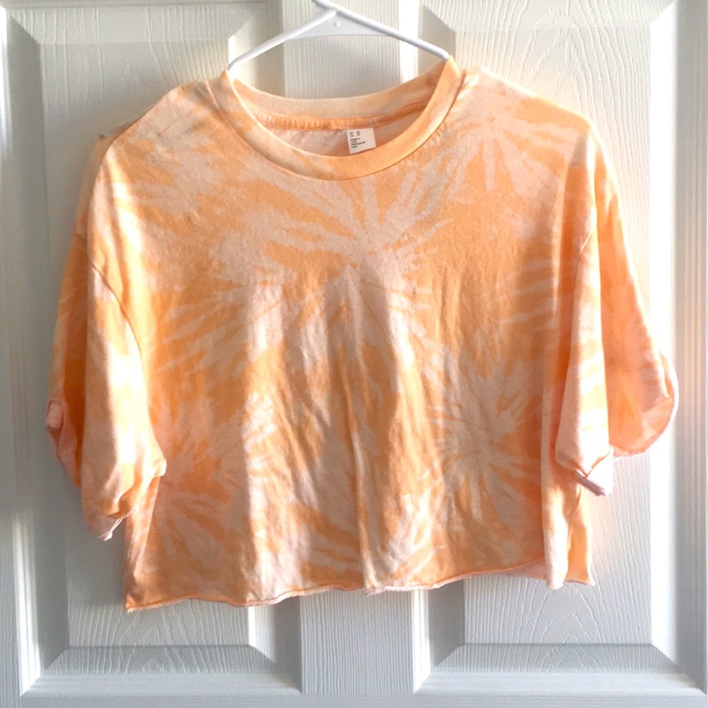 H&M TROPICAL OVERSIZED TIE DYE CROP TOP